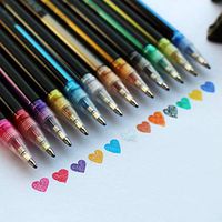 Develoo 24PCS Glitter Paint Pens, 12 Assorted Colors Gel Pen Color Glitter Gel Pens Fluorescent Art Marker for Gift Card, Poster, Album, Christmas Card and Paper