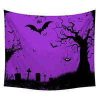 Bosji Wall Hanging Tapestry, Happy Halloween Decor Pumpkins Skull Tree Bat Printed Scary Tapestry, Art Home Garden Decoration (150x200cm)