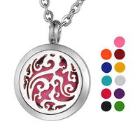 Valyria Aromatherapy Essential Oil Diffuser Necklace-Stainless Steel Locket Pendant,11 Refill Pads(Non-Engraving)