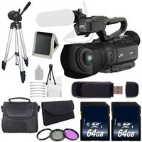 JVC GY-HM200 GYHM200 4KCAM Compact Handheld Camcorder (International Model) + 64GB Memory Card + Full Size Tripod + Carrying Case + Kit Bundle