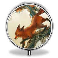 Compact 3 Compartment Medicine Case, IMLONE Customized Brown Foxes Pill Organizer Metal Pill Box Pill Container for Purse, Travelling and Daily Needs