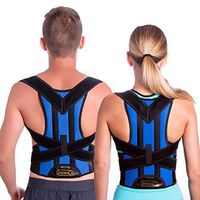 ZSZBACE Back Brace Posture Corrector- Fully Adjustable Support Brace - Improves Posture and Provides Lumbar Support - for Lower and Upper Back Pain - Men and Women (XXL, Black&Blue)