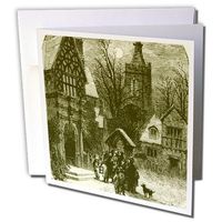 3dRose Caroling in Front of A Church - Greeting Cards, 6 x 6 inches, set of 12 (gc_35932_2)