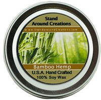 Premium 100% All Natural Soy Wax Aromatherapy Candle -2oz. Tin: Scent: Bamboo Hemp An incredibly well-balanced blend of bamboo stalks, vetiver, and patchouli, with undertones of hemp seed and oak moss. Naturally Strong, Highly Scented.