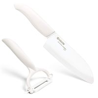 Kyocera Advanced Ceramic Revolution Series 5-1/2-inch Santoku Knife and Y Peeler Set, White