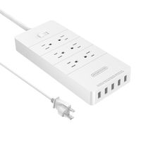NTONPOWER Smart Power Strip Surge Protector Upgraded with 6 Outlets and 5 Heavy Duty USB Ports Total USB Output 8A 40W Electricity Saving for Home Theatre Appliance ETL Listed