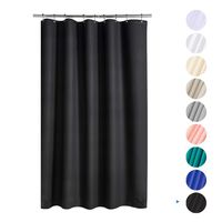 AmazerBath Plastic Shower Curtain, 54" W x 78" H EVA 8G Shower Curtain with Heavy Duty Clear Stones and Grommet Holes, Waterproof Thick Bathroom Plastic Shower Curtains Without Chemical Odor-Black