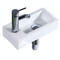 Gimify Bathroom Corner Sink, Mini Wall Mount Sink Toilet Vessel Sink Ceramic White for Small Bathroom, Left Hand