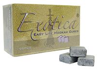 EXOTICA EASY LITE CHARCOAL CUBE SUPPLIES FOR HOOKAHS – 96pc semi-quick light shisha coals for hookah pipes. These Exotica Easy Lite coal accessories & parts are Tasteless and Odorless.