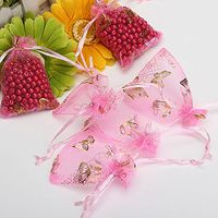 100pcs Butterfly Drawstring Organza Gift Candy Jewelry Pouch Bag