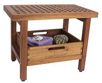 AquaTeak The Original 24" Grate Teak Shower Bench with Shelf & Moa Large Tray