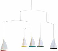 Flensted Mobiles Dinghy Regatta/5 Hanging Mobile - 26 Inches Beech Wood