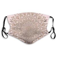 Adjustable Earloop Face Ma-sk,Anti-smog PM2.5 Ma-sk Rose Gold Beige Mandala 5 Layers of Activated Carbon Filter,Reusable Protection Ma-sk