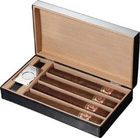 Visol Products VCASE300 Mapleton Crocodile Patterned Black Leather Cigar Travel Humidor