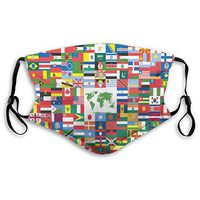 Mouth Masks for Dust Protection Face Mask Washable Earloop Mask Activated Carbon Filter World Flags