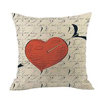 Valentine's Day Throw Pillow Case Cushion Cover Happy Valentine's Day Cotton Throw Pillow Case Square Sofa Waist Cushion Cover (C)