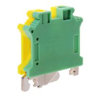 YXQ USLKG10 DIN Rail Mounted Ground Circuit Connection Terminal Block Yellow Green 24-6 AWG Wire (10Pcs)