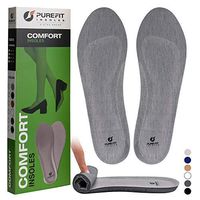 Shoe Insoles for Women, PureFit Comfortable Slim Soft Cushion Rebound PU Foam Shoe Inserts, Antibacterial Boot, Flat Sneaker Shoes Arch Support Insole, Relieve Foot Pain Fatigue (Grey, L)