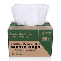 Primode 100% Compostable Bags, 13 Gallon Food Scraps Yard Waste Bags, 50 Count, Extra Thick 0.87 Mil. ASTMD6400 Compost Bags Small Kitchen Trash Bags, Certified by BPI and TUV