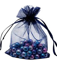AIEDE 50pcs 6x9 Inches Sheer White Organza Drawstring Pouches Gift Bags Jewelry Holder (Navy Blue)