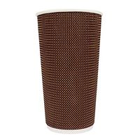 20 oz Paper Coffee Cups - Premium Disposable Brown Tweed Hot Paper Cups - Frozen Dessert Supplies - 500 Count