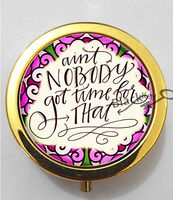 BlackKey Aint Nobody Got Time For That Words 3-Compartment Decorative Pocket Gift Box Case Organizer for Pill, Color 2 -1483