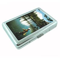 Perfection In Style Metal Silver Cigarette Case Vintage Fishing Design 002