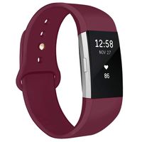 NAHAI Bands Compatible with Fitbit Charge 2, Soft Silicone Replacement Bands Adjustable Sport Wristbands Strap Accessories for Fitbit Charge 2, Women Men, Large, Wine Red with Gold Button