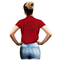 Sunhusing Women's Girlfriends Simple Letter Love Heart Printed Casual Round Neck Short Sleeve Tops T-Shirt(2 Red,3XL)