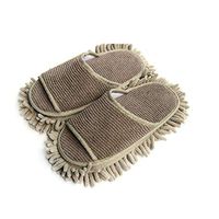 Super Chenille Microfiber Washable Mop Slippers Shoes for Women Floor Dust Dirt Hair Cleaner (Color : Gray)