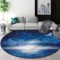 RUGSMAT Night Sky Super Soft Circle Rugs for Girls,Nocturnal Sky Full Moon Carpet Door Pad for Bedroom/Living Room/Balcony/Kitchen Mat Diameter-39
