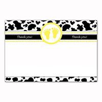30 Blank Thank You Cards Notes Baby Shower Black Yellow Footprints + 30 White Envelopes