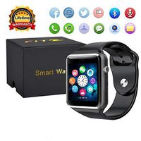 Sport Touch Screen Smartwatch Waterproof Bluetooth Smart Watch Phone with Camera Pedometer Sleep Monitor Music Player for iPhone/iOS/iPhone/Samsung/Android (A1Black)