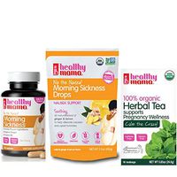 Healthy Mama Morning Sickness Relief Bundle: Organic Tea, Ginger Lemon Drops and Ginger/Vitamin B6 Capsules. Perfect for Nausea Relief and Immune Support for a Healthy Pregnancy. 3 Piece