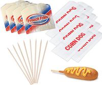 Corn Dog Wrap Bags/Hot Dog on A wooden Stick & 50 French Fry bag Fun Fair Foods picnic party pack