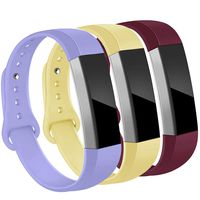 OenFoto Bands Compatible Fitbit Alta/Alta HR/Ace, Adjustable Soft Silicone Bracelet Replacement Accessory Wristband for Fitbit Alta/Alta HR/Ace,Women Men, Large Milk Yellow, Pastel Violet,Wine Red