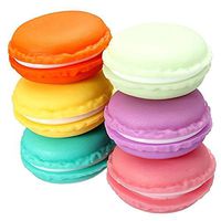 Mini Macarons Case Box Round Pill Box Holder Case Jewelry Organizer Box for Travel 6 Pcs