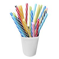 25 PCS Assorted Colors Reusable Eco-friendly Plastic Striped Drinking Straw for Christmas Wedding Birthday Party Family Reunion