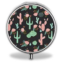 Custom Wanchang Pill Case, Cute Cactus Round Compact 3 Metal Portable Pill Container for Daily Use