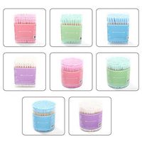 200pcs/Lot Dual-head Cotton Swabs Stick, Bamboo Handle Candy Color Soft Thread Swab with Transparent Random Shape Box for Ear Cleaning (white)