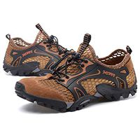 Mens Mesh Sport Shoes,Males Non-Slip Lace Up Comfortable Outdoor Sneakers Athletic Trainers Creek Diving Shoes