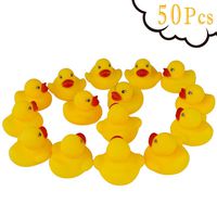 Guaren us 50-Pieces Float & Squeak Mini Rubber Duck Baby Bath Ducky Sound Shower Toys for Kids