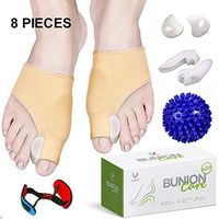 Bunion Corrector and Bunion Relief, Bunion Splint Socks Pads for Hallux Valgus, Big Toe Joint, Hammer Toe, Toe Separators Straighteners Spacers with Foot Massage Ball for Women and Men, 8 Pieces
