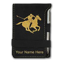 Mini Notepad, Polo Player, Personalized Engraving Included (Black)