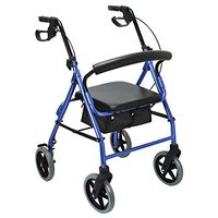 8" Large Wheels Aluminum Rollator Walker with Paded Seat and Backrest, Fits People Upto 6'2" - Folding Rolling Walker Mobility Aid for Adult, Senior, Elderly & Handicap, Blue