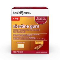 Basic Care Coated Nicotine Polacrilex Gum, 4 mg (nicotine), Cinnamon Flavor, Stop Smoking Aid, 160 Count