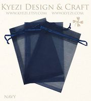 150 Pcs Navy 2x3 Sheer Drawstring Organza Bags Jewelry Pouches Wedding Party Favor Gift Bags Gift Bags Candy Bags [Kyezi Design and Craft]