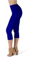 SATINA High Waisted Super Soft Capri Leggings - 20 Colors - Reg & Plus Size (One Size, Royal Blue)