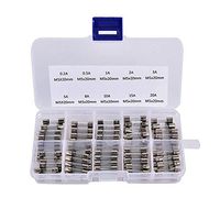 SNNplapla 100pcs/Lot 520mm Quick Blow Glass Tube Fuse Assorted Kits - Fast-blow Glass Fuses (0.2A,0.5A,1A,2A,3A,5A,8A,10A,15A,20A)