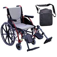 Karman S-Ergo 115 Ultra Lightweight Ergonomic Wheelchair | Seat Size 18" X 17" | Upgraded to Elevating Legrests | Fixed Wheels and Mag Wheels in Red & Free Front Zip Pocket Bag Black!